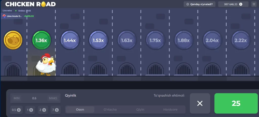 Мостбетда Chicken Road ўйини