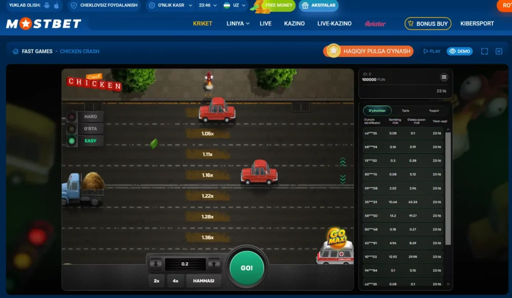 Мостбетдаги товуқ ҳалокати ўйини Мостбетдаги товуқ ҳалокати ўйини