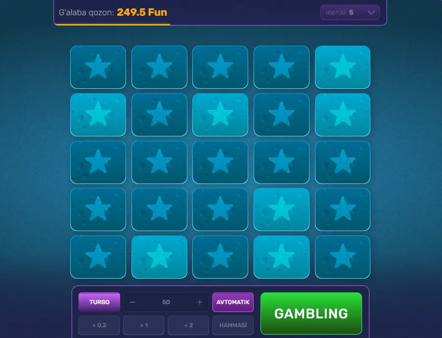 Turbo Mines уясидаги ўйин Turbo Mines уясидаги ўйин